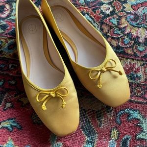 Bow-embellished Satin Ballet Flats